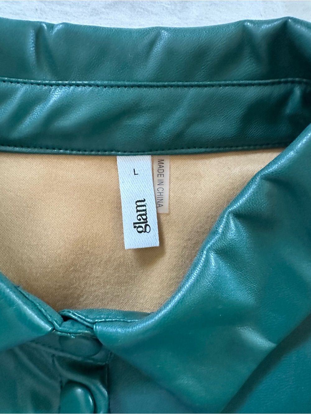 glam Emerald Green Puff Sleeve Button-Down Shirt - Picture 4 of 4